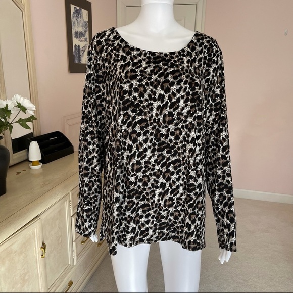Mario Serrani Women’s Crew Neck Long Sleeve Top Leopard size XXL - Picture 1 of 11